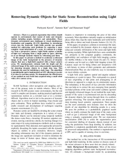 Removing Dynamic Objects for Static Scene Reconstruction using Light
  Fields