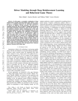 Driver Modeling through Deep Reinforcement Learning and Behavioral Game
  Theory