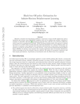 Black-box Off-policy Estimation for Infinite-Horizon Reinforcement
  Learning
