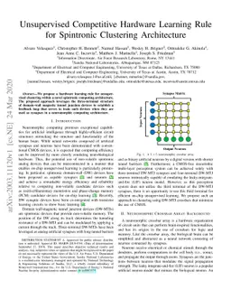 Unsupervised Competitive Hardware Learning Rule for Spintronic
  Clustering Architecture