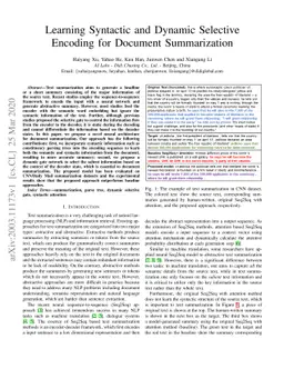 Learning Syntactic and Dynamic Selective Encoding for Document
  Summarization