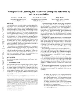 Unsupervised Learning for security of Enterprise networks by
  micro-segmentation