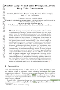 Content Adaptive and Error Propagation Aware Deep Video Compression