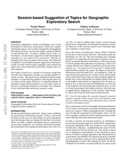Session-based Suggestion of Topics for Geographic Exploratory Search
