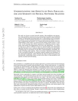 Understanding the Effects of Data Parallelism and Sparsity on Neural
  Network Training
