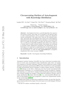 Circumventing Outliers of AutoAugment with Knowledge Distillation