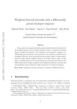 Weighted directed networks with a differentially private bi-degree
  sequence