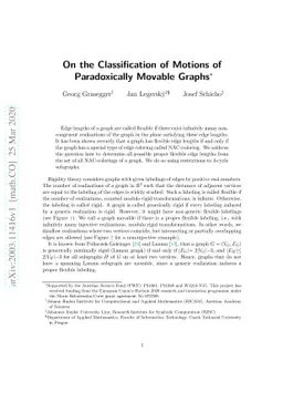 On the Classification of Motions of Paradoxically Movable Graphs