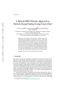 A Hybrid MPI+Threads Approach to Particle Group Finding Using Union-Find
