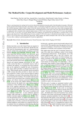The Medical Scribe: Corpus Development and Model Performance Analyses