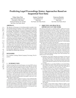 Predicting Legal Proceedings Status: Approaches Based on Sequential Text
  Data