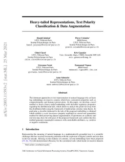 Heavy-tailed Representations, Text Polarity Classification & Data
  Augmentation