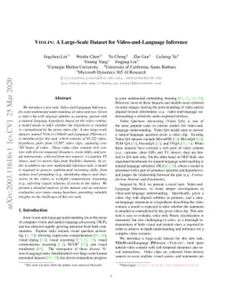 VIOLIN: A Large-Scale Dataset for Video-and-Language Inference