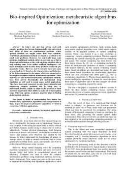 Bio-inspired Optimization: metaheuristic algorithms for optimization