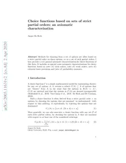 Choice functions based on sets of strict partial orders: an axiomatic
  characterisation