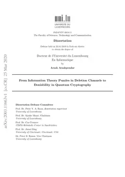 From Information Theory Puzzles in Deletion Channels to Deniability in
  Quantum Cryptography