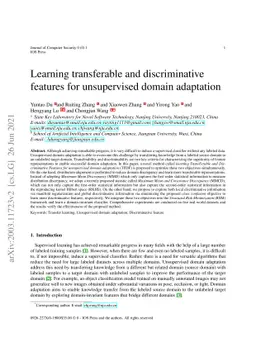 Learning transferable and discriminative features for unsupervised
  domain adaptation