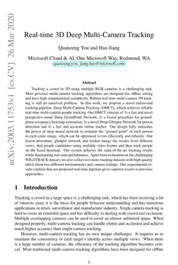 Real-time 3D Deep Multi-Camera Tracking