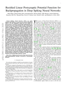 Rectified Linear Postsynaptic Potential Function for Backpropagation in
  Deep Spiking Neural Networks