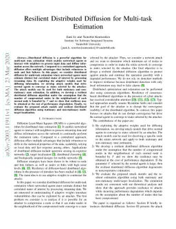 Resilient Distributed Diffusion for Multi-task Estimation