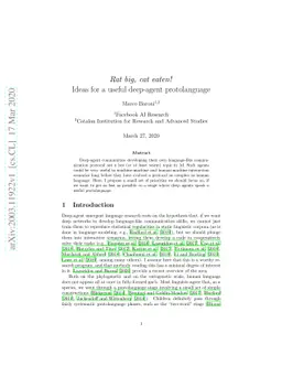 Rat big, cat eaten! Ideas for a useful deep-agent protolanguage