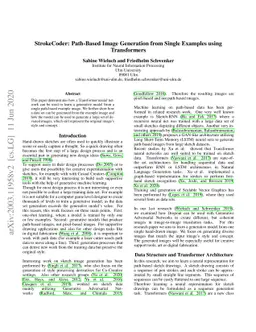 StrokeCoder: Path-Based Image Generation from Single Examples using
  Transformers