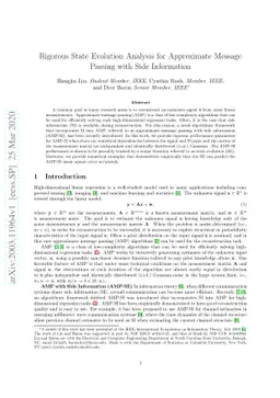 Rigorous State Evolution Analysis for Approximate Message Passing with
  Side Information