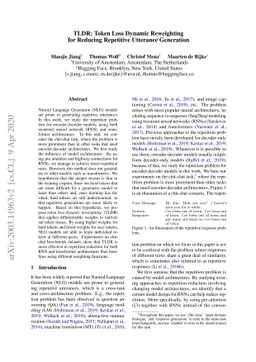 TLDR: Token Loss Dynamic Reweighting for Reducing Repetitive Utterance
  Generation