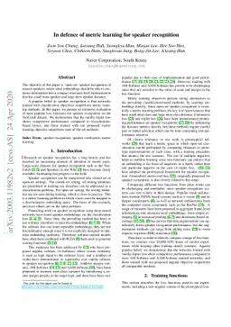 In defence of metric learning for speaker recognition