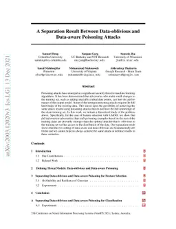A Separation Result Between Data-oblivious and Data-aware Poisoning
  Attacks
