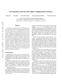 Correspondence Networks with Adaptive Neighbourhood Consensus