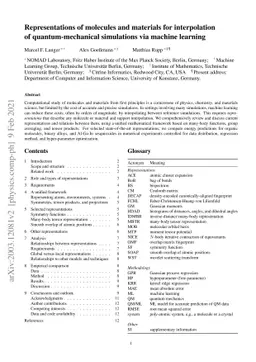 Representations of molecules and materials for interpolation of
  quantum-mechanical simulations via machine learning