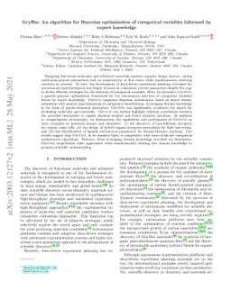 Gryffin: An algorithm for Bayesian optimization of categorical variables
  informed by expert knowledge