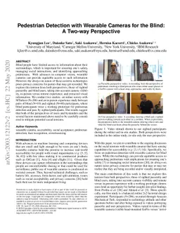 Pedestrian Detection with Wearable Cameras for the Blind: A Two-way
  Perspective
