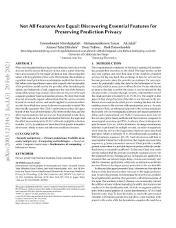 Not All Features Are Equal: Discovering Essential Features for
  Preserving Prediction Privacy