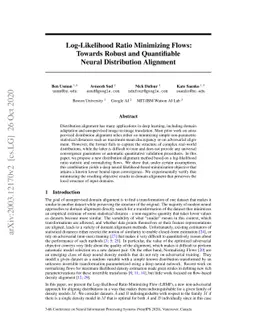 Log-Likelihood Ratio Minimizing Flows: Towards Robust and Quantifiable
  Neural Distribution Alignment
