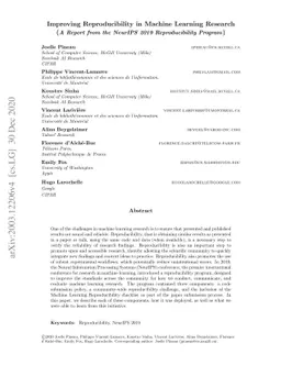 Improving Reproducibility in Machine Learning Research (A Report from
  the NeurIPS 2019 Reproducibility Program)