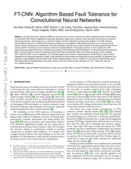 FT-CNN: Algorithm-Based Fault Tolerance for Convolutional Neural
  Networks