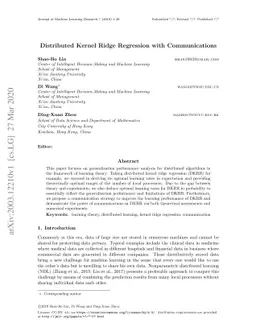 Distributed Kernel Ridge Regression with Communications