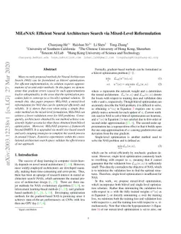 MiLeNAS: Efficient Neural Architecture Search via Mixed-Level
  Reformulation