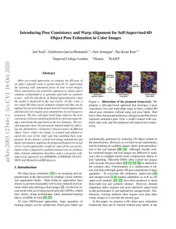 Introducing Pose Consistency and Warp-Alignment for Self-Supervised 6D
  Object Pose Estimation in Color Images