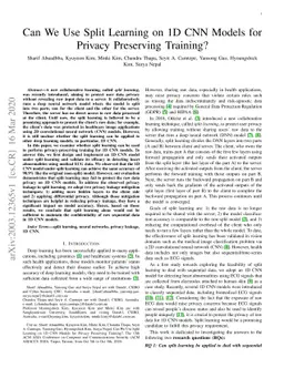 Can We Use Split Learning on 1D CNN Models for Privacy Preserving
  Training?