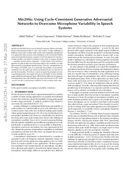 Mic2Mic: Using Cycle-Consistent Generative Adversarial Networks to
  Overcome Microphone Variability in Speech Systems