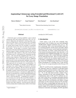 Augmenting Colonoscopy using Extended and Directional CycleGAN for Lossy
  Image Translation