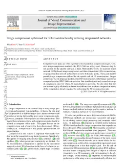 Image compression optimized for 3D reconstruction by utilizing deep
  neural networks