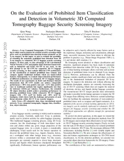 On the Evaluation of Prohibited Item Classification and Detection in
  Volumetric 3D Computed Tomography Baggage Security Screening Imagery