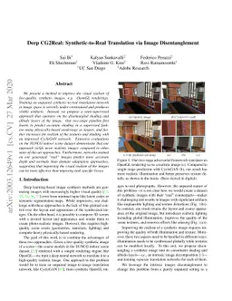 Deep CG2Real: Synthetic-to-Real Translation via Image Disentanglement