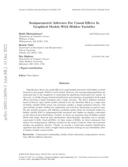 Semiparametric Inference For Causal Effects In Graphical Models With
  Hidden Variables