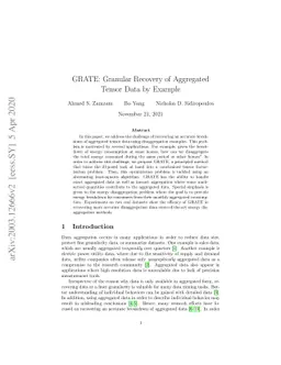 GRATE: Granular Recovery of Aggregated Tensor Data by Example