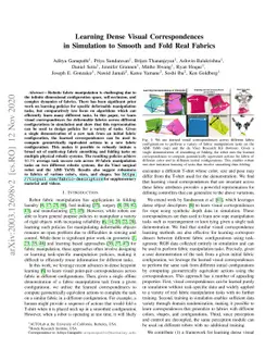 Learning Dense Visual Correspondences in Simulation to Smooth and Fold
  Real Fabrics